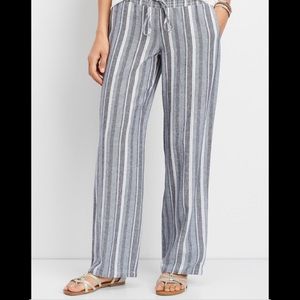 Maurices linen stripe pull on wide leg pant